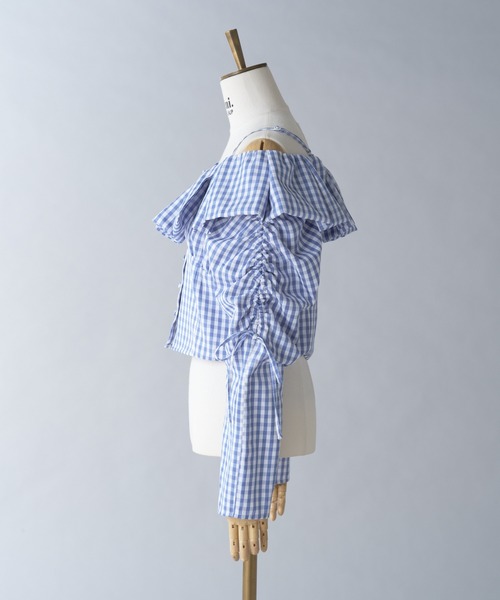 Seemi. byNICECLAUP（ シーミーバイナイスクラップ）の「【Seemi.】ショートフリルブラウス（シャツ/ブラウス・レディース・アイボリー/ブルー系その他/サックスブルー・FREE）」の20枚目の写真