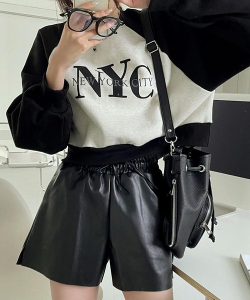 MAISON DE THERESE(メゾン ド テレーズ)の「裏起毛ロゴスウェット NYCロゴラグランショート丈トレーナー(スウェット・レディース・ブラック/グレー・M/L/XL/XX-LARGE)」の22枚目の写真