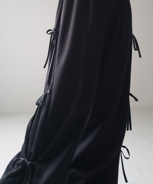 me+em select（ミームセレクト）の「【 ２color 】３ストラップサイドリボンワイドスウェットパンツ／ three strap side ribbon wide sweat pants（スウェットパンツ・レディース・ブラック/グレー・FREE）」の21枚目の写真