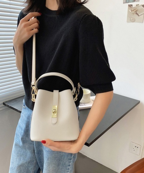 Miniministore（ミニミニストア）の「ショルダーバッグ スクエアバケットバッグ（ショルダーバッグ・レディース・アイボリー/モスグリーン/ライトイエロー/ブラック・FREE）」の8枚目の写真