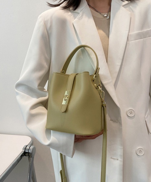 Miniministore（ミニミニストア）の「ショルダーバッグ スクエアバケットバッグ（ショルダーバッグ・レディース・アイボリー/モスグリーン/ライトイエロー/ブラック・FREE）」の13枚目の写真