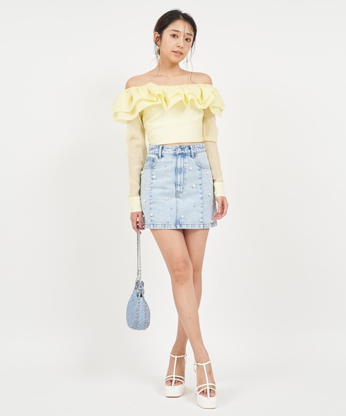 ROYAL PARTY(ロイヤルパーティー)の「ラッフルオフショルシャツブラウス(シャツ/ブラウス・レディース・イエロー/オフホワイト/ブラック・FREE)」の19枚目の写真