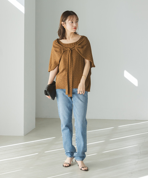 Noble（ノーブル）の「ドットニュアンスボウタイブラウス（シャツ/ブラウス・レディース・ブラック/ブラウン・FREE）」の9枚目の写真