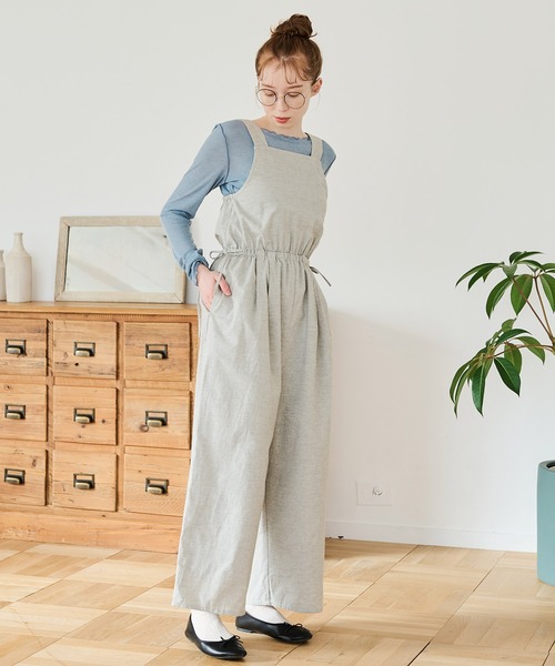 Crisp（クリスプ）の「サイドリボンサロペット（サロペット/オーバーオール・レディース・ブラウン/グレー・FREE）」の8枚目の写真