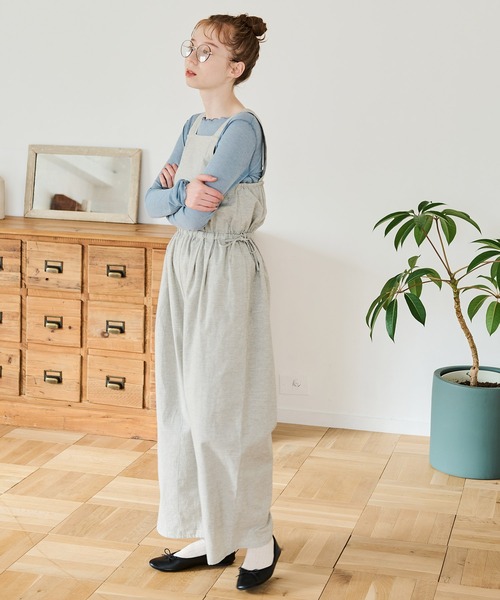 Crisp（クリスプ）の「サイドリボンサロペット（サロペット/オーバーオール・レディース・ブラウン/グレー・FREE）」の7枚目の写真