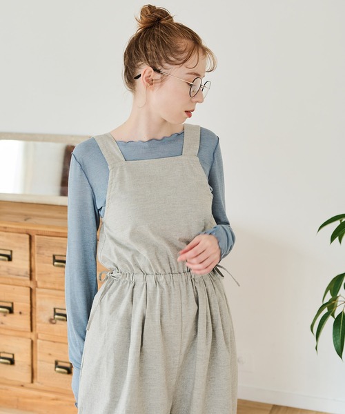 Crisp（クリスプ）の「サイドリボンサロペット（サロペット/オーバーオール・レディース・ブラウン/グレー・FREE）」の5枚目の写真