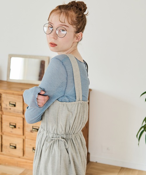 Crisp（クリスプ）の「サイドリボンサロペット（サロペット/オーバーオール・レディース・ブラウン/グレー・FREE）」の3枚目の写真