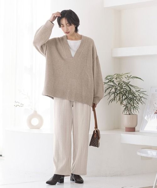 itto...(イット)の「ケーブル柄ロングパンツ(スウェットパンツ・レディース・ブラック/アイボリー・M/L)」の6枚目の写真