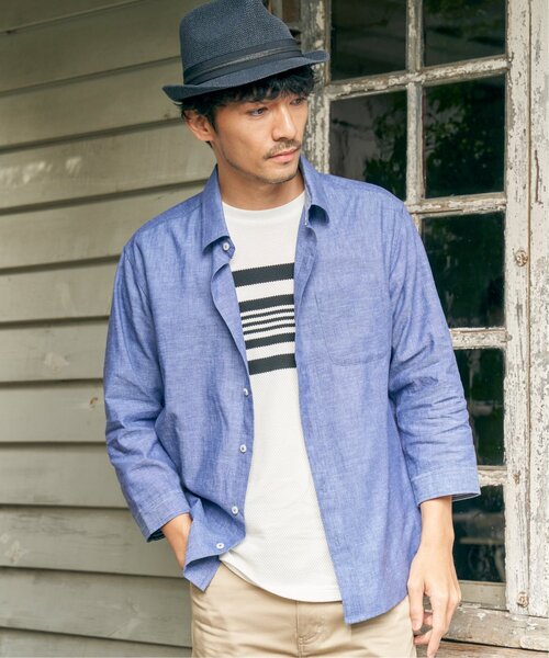 ikka(イッカ)の「【吸水速乾】7分袖イージーケアリネン無地シャツ(シャツ/ブラウス・メンズ・ベージュ/ホワイト/ブルー/グリーン/オレンジ/ライラック・S/M/L/XL)」の15枚目の写真