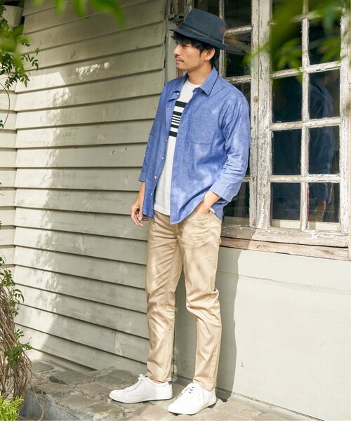 ikka(イッカ)の「【吸水速乾】7分袖イージーケアリネン無地シャツ(シャツ/ブラウス・メンズ・ベージュ/ホワイト/ブルー/グリーン/オレンジ/ライラック・S/M/L/XL)」の16枚目の写真