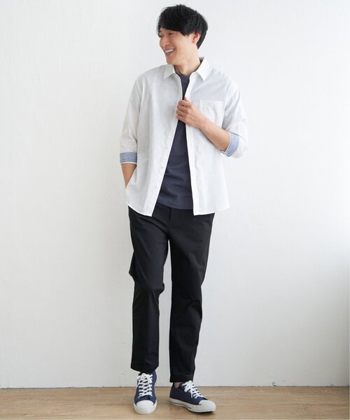 ikka(イッカ)の「【吸水速乾】7分袖イージーケアリネン無地シャツ(シャツ/ブラウス・メンズ・ベージュ/ホワイト/ブルー/グリーン/オレンジ/ライラック・S/M/L/XL)」の19枚目の写真