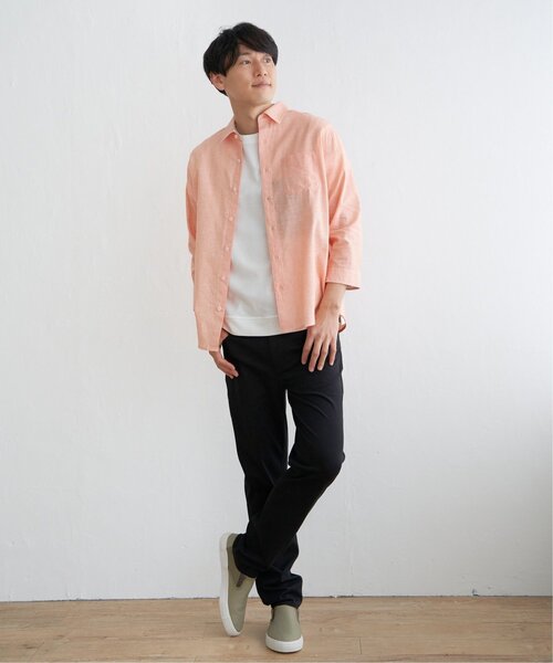 ikka(イッカ)の「【吸水速乾】7分袖イージーケアリネン無地シャツ(シャツ/ブラウス・メンズ・ベージュ/ホワイト/ブルー/グリーン/オレンジ/ライラック・S/M/L/XL)」の21枚目の写真