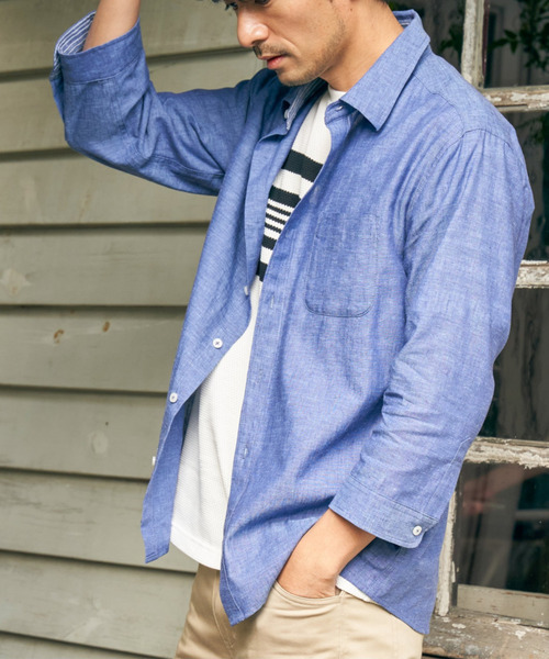 SACRA サクラ HIGH COUNT STRIPE OP シャツワンピース