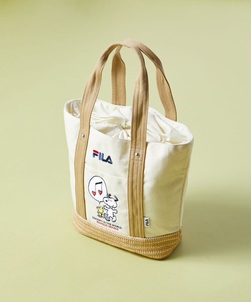 FILA(フィラ)の「【FILA】PEANUTS キャンバスコンビかごトートバッグ/ピーナッツ/コラボ(トートバッグ・レディース・グリーン/ネイビー/ベージュ・FREE)」の2枚目の写真