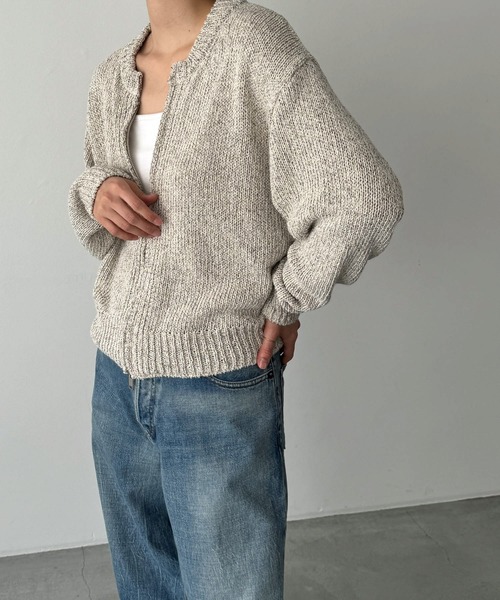 CANAL JEAN（キャナルジーン）の「El mar　クルーネックジップニットカーディガン（カーディガン/ボレロ・レディース・オートミール/ネイビー・ONE SIZE）」の3枚目の写真