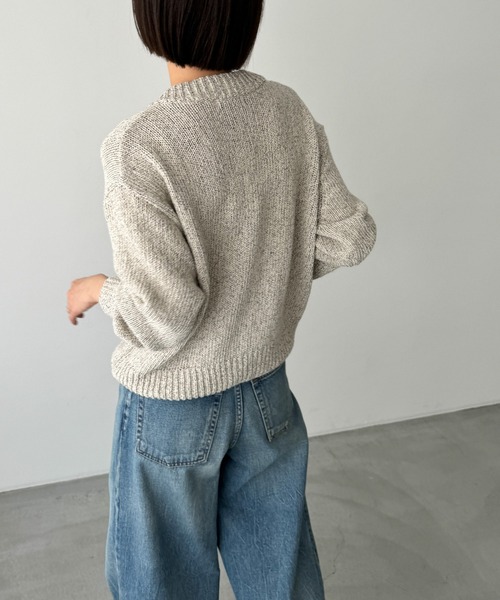 CANAL JEAN（キャナルジーン）の「El mar　クルーネックジップニットカーディガン（カーディガン/ボレロ・レディース・オートミール/ネイビー・ONE SIZE）」の4枚目の写真