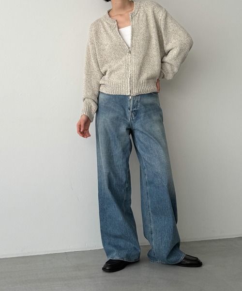 CANAL JEAN（キャナルジーン）の「El mar　クルーネックジップニットカーディガン（カーディガン/ボレロ・レディース・オートミール/ネイビー・ONE SIZE）」の5枚目の写真