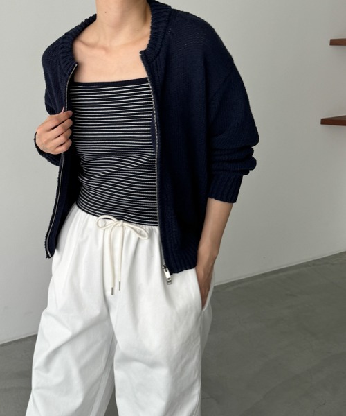 CANAL JEAN（キャナルジーン）の「El mar　クルーネックジップニットカーディガン（カーディガン/ボレロ・レディース・オートミール/ネイビー・ONE SIZE）」の7枚目の写真
