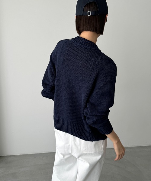 CANAL JEAN（キャナルジーン）の「El mar　クルーネックジップニットカーディガン（カーディガン/ボレロ・レディース・オートミール/ネイビー・ONE SIZE）」の8枚目の写真