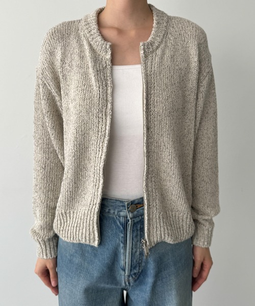 CANAL JEAN（キャナルジーン）の「El mar　クルーネックジップニットカーディガン（カーディガン/ボレロ・レディース・オートミール/ネイビー・ONE SIZE）」の10枚目の写真