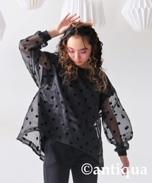 antiqua | ドット柄シアートップス(シャツ/ブラウス)