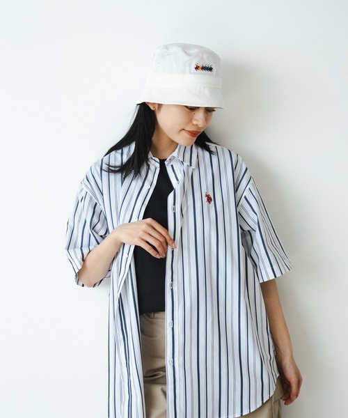 U.S. POLO ASSN.(ユーエスポロアッスン)の「U.S. POLO ASSN./ユーエスポロアッスン ワンポイント刺繍 レギュラーカラーシャツ 半袖シャツ(シャツ/ブラウス・メンズ・ホワイト/ネイビー/インディゴブルー/ホワイト×ブルー/ライラック/ホワイト×ネイビー・LL/S/M/L)」の2枚目の写真