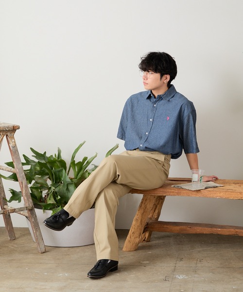 U.S. POLO ASSN.(ユーエスポロアッスン)の「U.S. POLO ASSN./ユーエスポロアッスン ワンポイント刺繍 レギュラーカラーシャツ 半袖シャツ(シャツ/ブラウス・メンズ・ホワイト/ネイビー/インディゴブルー/ホワイト×ブルー/ライラック/ホワイト×ネイビー・LL/S/M/L)」の17枚目の写真