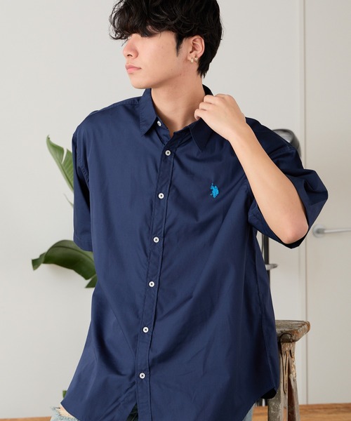 U.S. POLO ASSN.(ユーエスポロアッスン)の「U.S. POLO ASSN./ユーエスポロアッスン ワンポイント刺繍 レギュラーカラーシャツ 半袖シャツ(シャツ/ブラウス・メンズ・ホワイト/ネイビー/インディゴブルー/ホワイト×ブルー/ライラック/ホワイト×ネイビー・LL/S/M/L)」の21枚目の写真