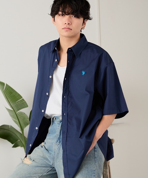 U.S. POLO ASSN.(ユーエスポロアッスン)の「U.S. POLO ASSN./ユーエスポロアッスン ワンポイント刺繍 レギュラーカラーシャツ 半袖シャツ(シャツ/ブラウス・メンズ・ホワイト/ネイビー/インディゴブルー/ホワイト×ブルー/ライラック/ホワイト×ネイビー・LL/S/M/L)」の22枚目の写真