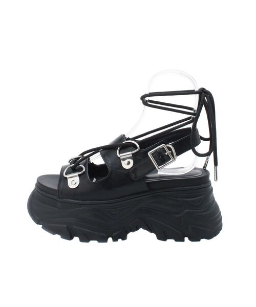 jouetie（ジュエティ）の「レースアップスニーカーソールサンダル（サンダル・レディース・ブラック/ゴールド・MEDIUM/LARGE）」の13枚目の写真