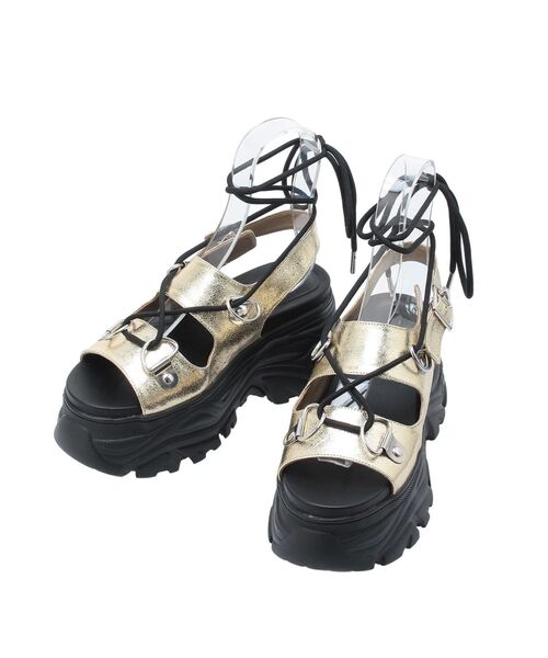 jouetie（ジュエティ）の「レースアップスニーカーソールサンダル（サンダル・レディース・ブラック/ゴールド・MEDIUM/LARGE）」の16枚目の写真