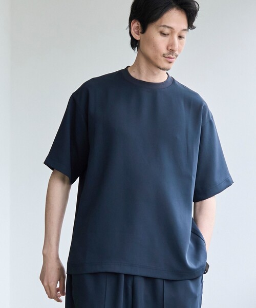 coen(コーエン)の「【RONEL】フクレ2重織ハーフスリーブ(Tシャツ/カットソー・メンズ・ネイビー/ブラック・M/S/L)」の1枚目の写真