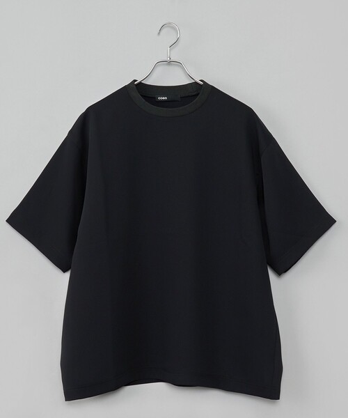 coen(コーエン)の「【RONEL】フクレ2重織ハーフスリーブ(Tシャツ/カットソー・メンズ・ネイビー/ブラック・M/S/L)」の2枚目の写真