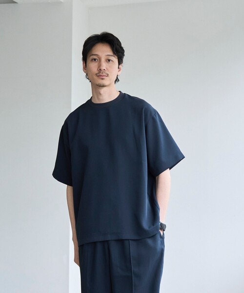 coen(コーエン)の「【RONEL】フクレ2重織ハーフスリーブ(Tシャツ/カットソー・メンズ・ネイビー/ブラック・M/S/L)」の3枚目の写真