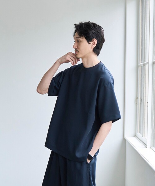 coen(コーエン)の「【RONEL】フクレ2重織ハーフスリーブ(Tシャツ/カットソー・メンズ・ネイビー/ブラック・M/S/L)」の5枚目の写真