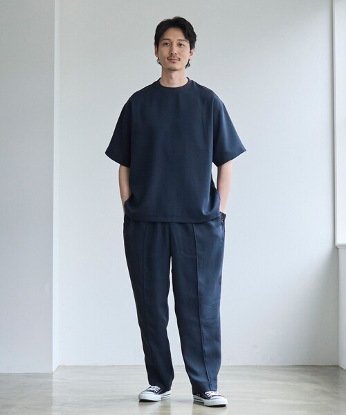 coen(コーエン)の「【RONEL】フクレ2重織ハーフスリーブ(Tシャツ/カットソー・メンズ・ネイビー/ブラック・M/S/L)」の6枚目の写真