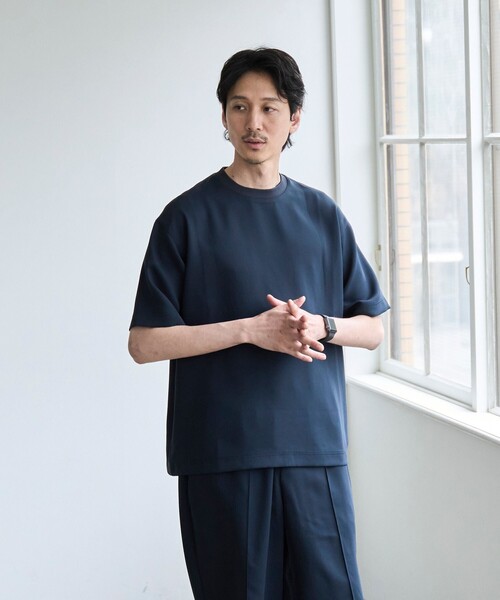 coen(コーエン)の「【RONEL】フクレ2重織ハーフスリーブ(Tシャツ/カットソー・メンズ・ネイビー/ブラック・M/S/L)」の7枚目の写真