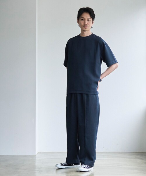 coen(コーエン)の「【RONEL】フクレ2重織ハーフスリーブ(Tシャツ/カットソー・メンズ・ネイビー/ブラック・M/S/L)」の8枚目の写真