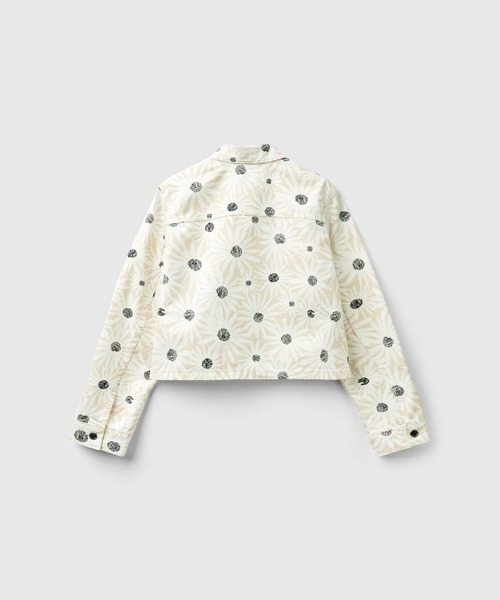 BENETTON (UNITED COLORS OF BENETTON)（ベネトンユナイテッドカラーズオブベネトン）の「花柄プリントクロップド丈カラーデニムジャケット（デニムジャケット・レディース・アイボリー/ラベンダー/ブルー・XX-SMALL/X-SMALL/SMALL/MEDIUM/LARGE）」の8枚目の写真