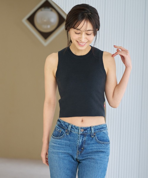 売れ筋商品|||リーバイス Tシャツ レディース トップス Polo shirt - caviar セール】Levi's/リーバイス OCEAN タンクトップ ブラック CAVIAR