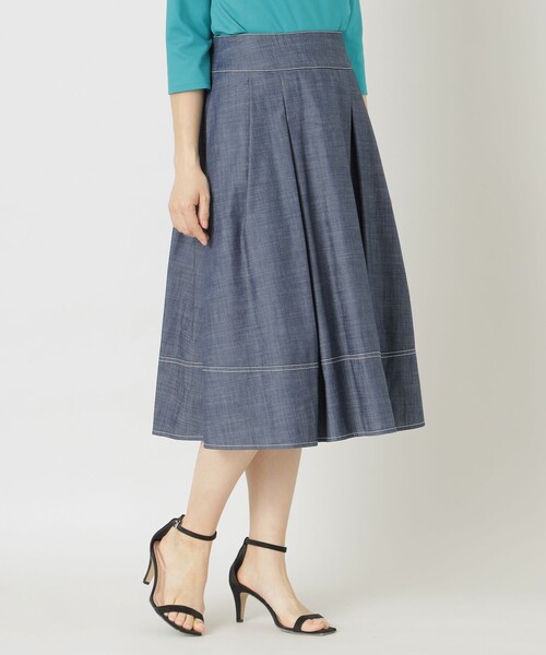 【セール】ダブルスラブシャンブレー タックスカート（スカート）｜TO BE CHIC（トゥー ビー シック）