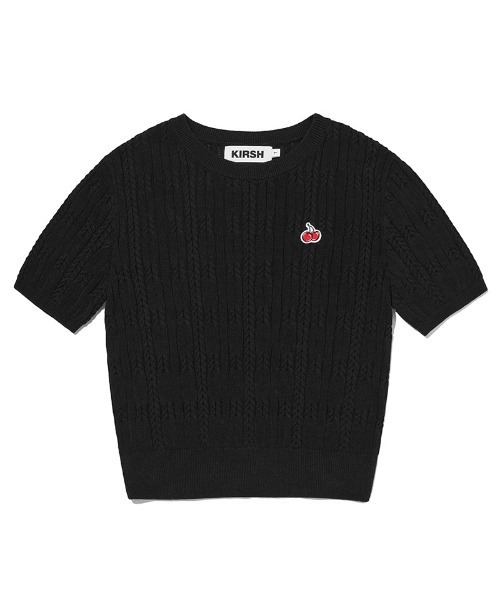 ニット セーター KIRSH SMALL CHERRY CABLE CROP KNIT/キルシースモールチェリーケーブルクロップニット レディース KIRSH（キルシー）の「KIRSH SMALL CHERRY CABLE CROP SHORT