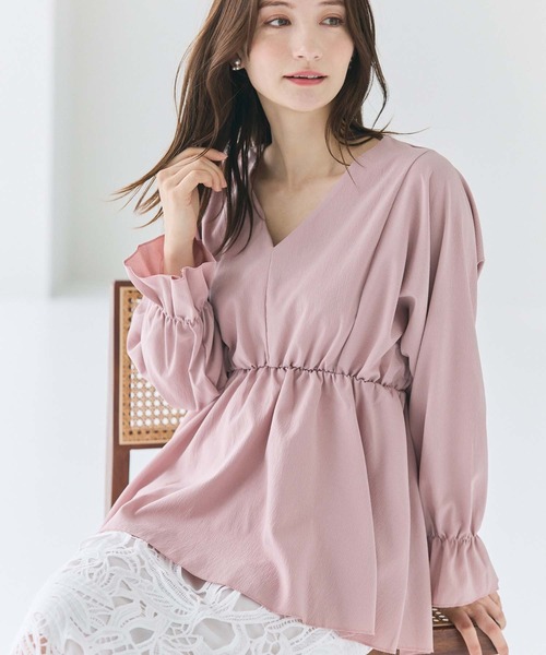 fifth（フィフス）の「Vネックペプラムブラウス（シャツ/ブラウス・レディース・ホワイト/ピンク/ブラック・M）」の14枚目の写真