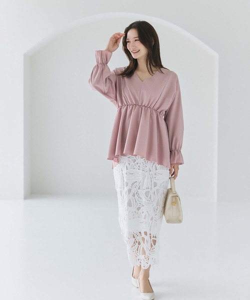 fifth（フィフス）の「Vネックペプラムブラウス（シャツ/ブラウス・レディース・ホワイト/ピンク/ブラック・M）」の15枚目の写真