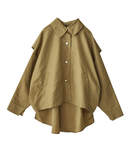 e-zakkamania stores(イーザッカマニアストアーズ)の「レイヤードデザイン シャツヘム ジャケット(その他アウター・レディース・ベージュ/カーキ・M)」の20枚目の写真