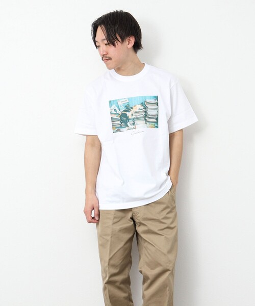 NOLLEY'S goodman（ノーリーズグッドマン）の「GOODMAN CAT&DOG photo T-shirts フォトプリントTシャツ（Tシャツ/カットソー・メンズ・オフホワイト/チャコールグレー/ホワイト/キナリ/マスタード/インディゴブルー/ブラック系その他・S/M/L）」の9枚目の写真