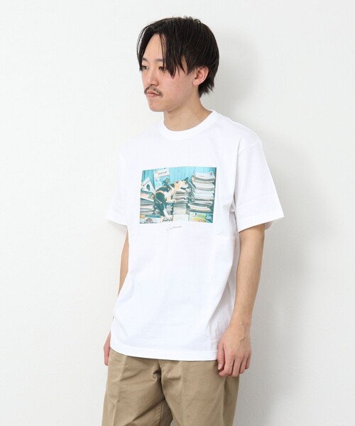 NOLLEY'S goodman（ノーリーズグッドマン）の「GOODMAN CAT&DOG photo T-shirts フォトプリントTシャツ（Tシャツ/カットソー・メンズ・オフホワイト/チャコールグレー/ホワイト/キナリ/マスタード/インディゴブルー/ブラック系その他・S/M/L）」の10枚目の写真
