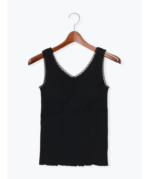 Te chichi(テチチ)の「レーストリムリブカップ付タンクトップ(Tシャツ/カットソー・レディース・オフホワイト/ブラウン/ブラック・F)」の9枚目の写真