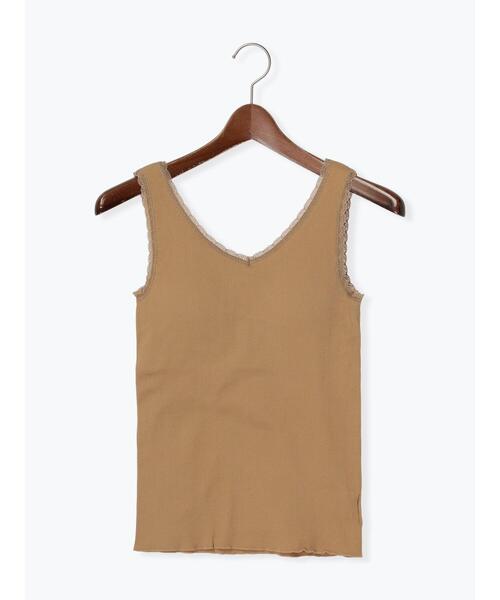 Te chichi(テチチ)の「レーストリムリブカップ付タンクトップ(Tシャツ/カットソー・レディース・オフホワイト/ブラウン/ブラック・F)」の10枚目の写真