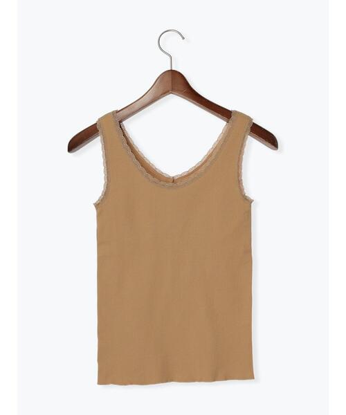 Te chichi(テチチ)の「レーストリムリブカップ付タンクトップ(Tシャツ/カットソー・レディース・オフホワイト/ブラウン/ブラック・F)」の11枚目の写真